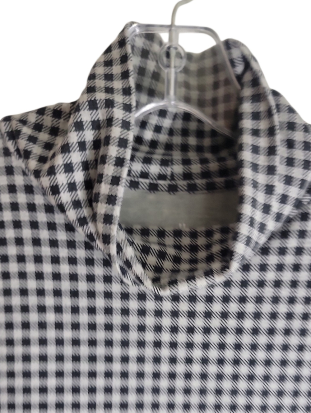 J. Jill luxe supima black gray gingham plaid turtleneck tunic top size LP - Picture 5 of 9